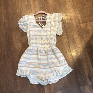 American Eagle Striped Romper with Flutter Sleeves Size Small